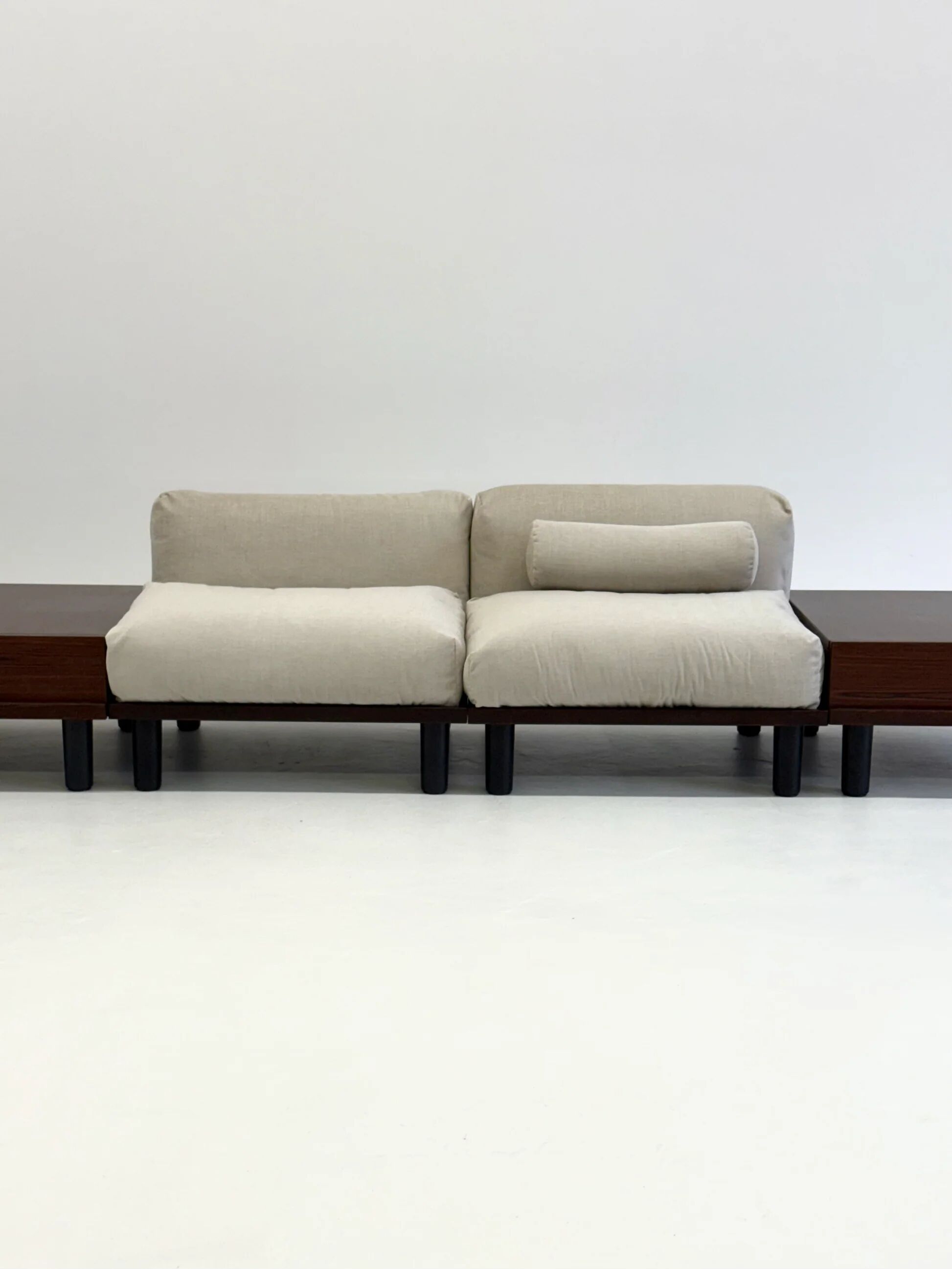 Italian modular sofa with coffee table set in Japandi style