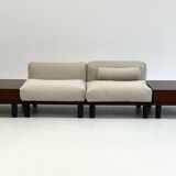 Italian modular sofa with coffee table set in Japandi style