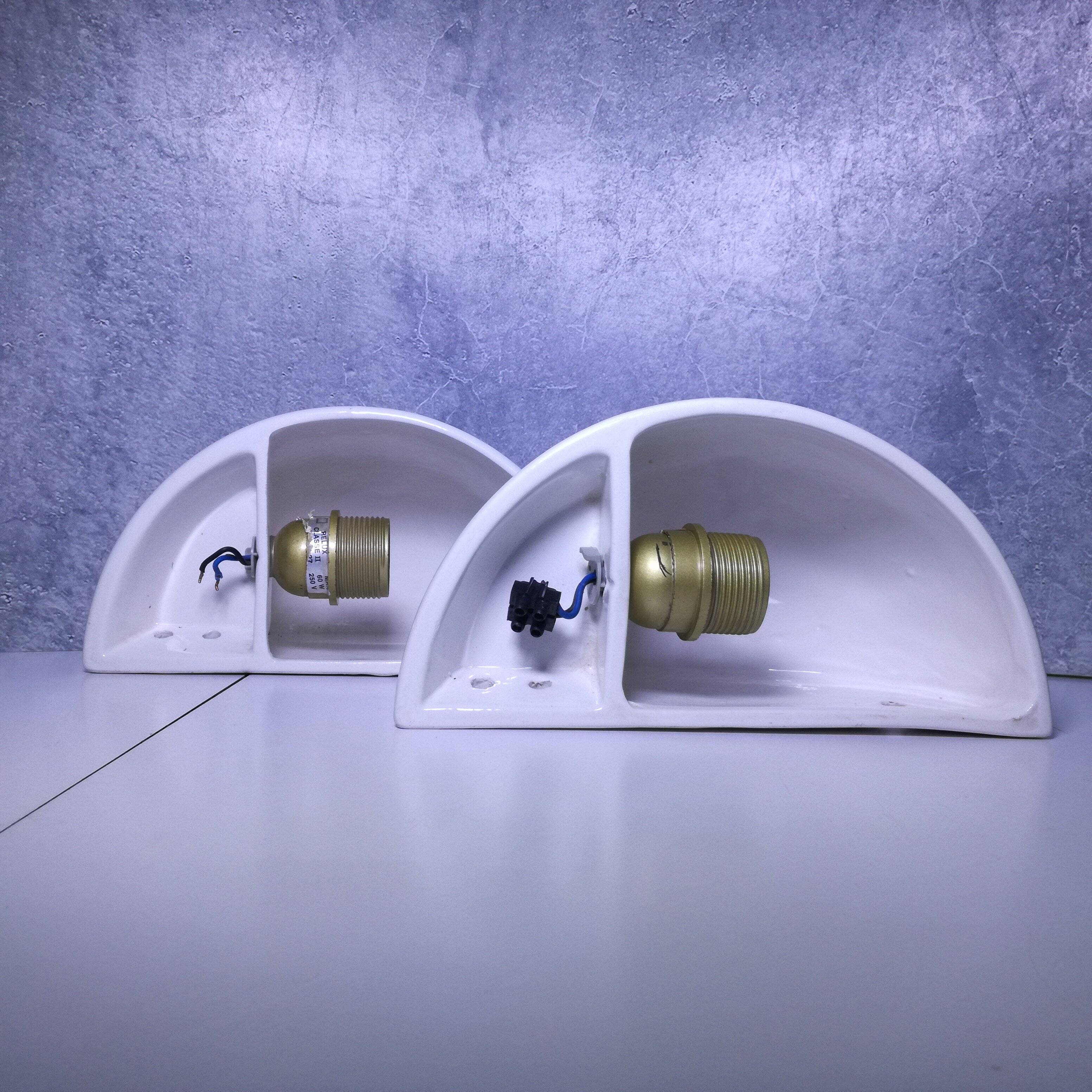 Half basin ceramic wall lights 1970