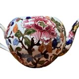 Gien earthenware tea set, peony decoration