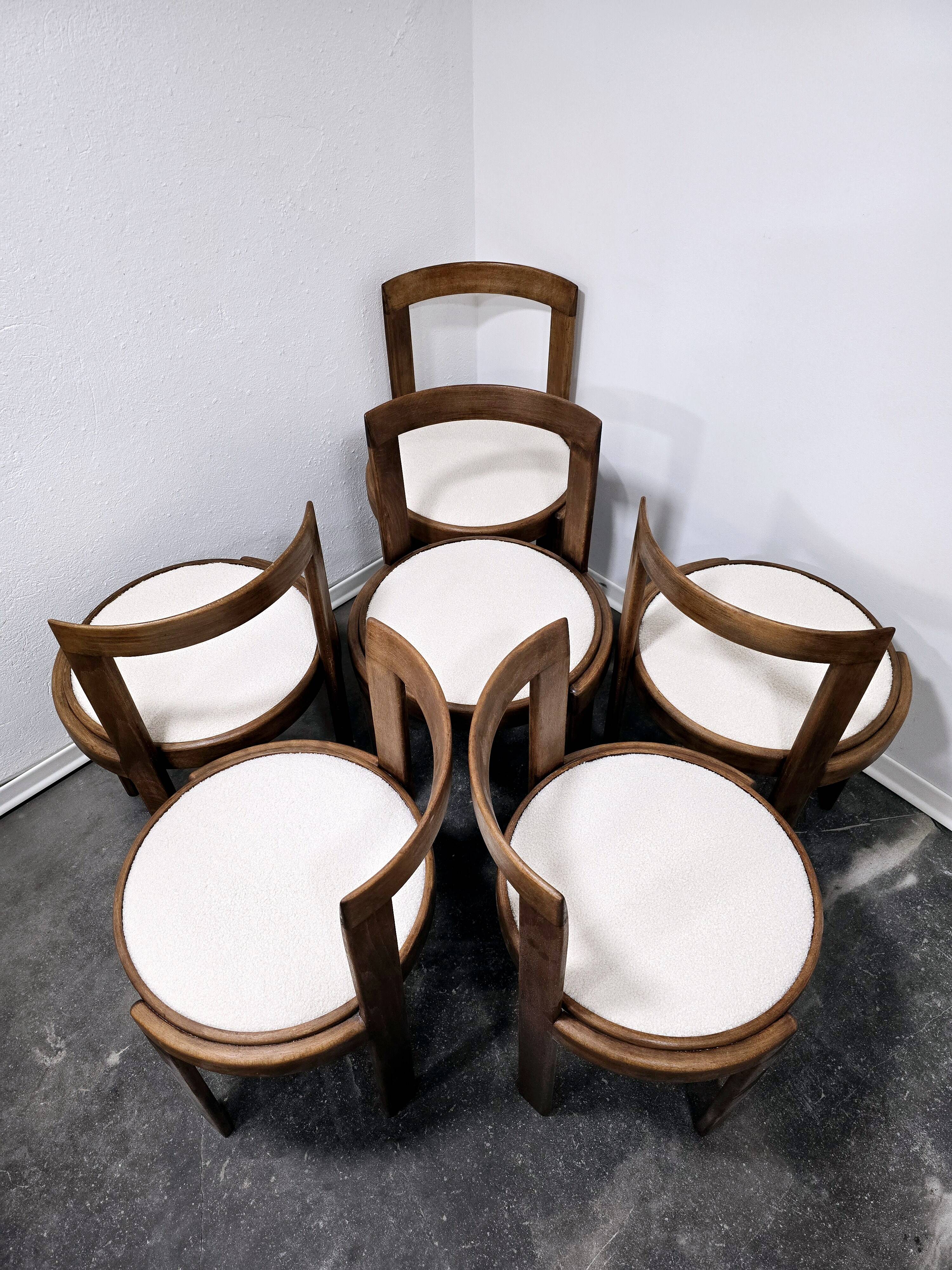Chaises de salle à manger en bois courbé des années 1960, lot de 6