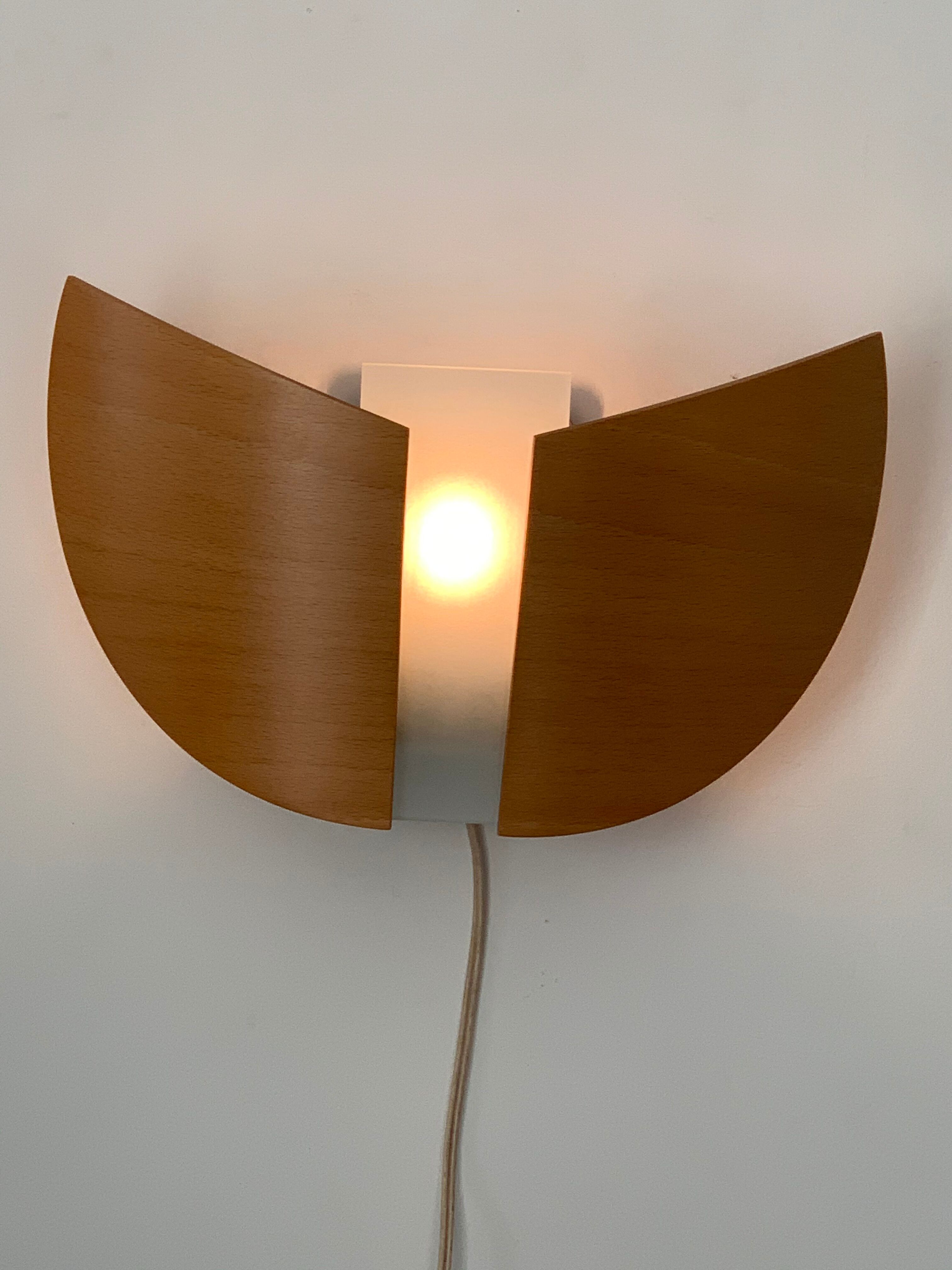 Pair of wooden sconces Lucid 1980
