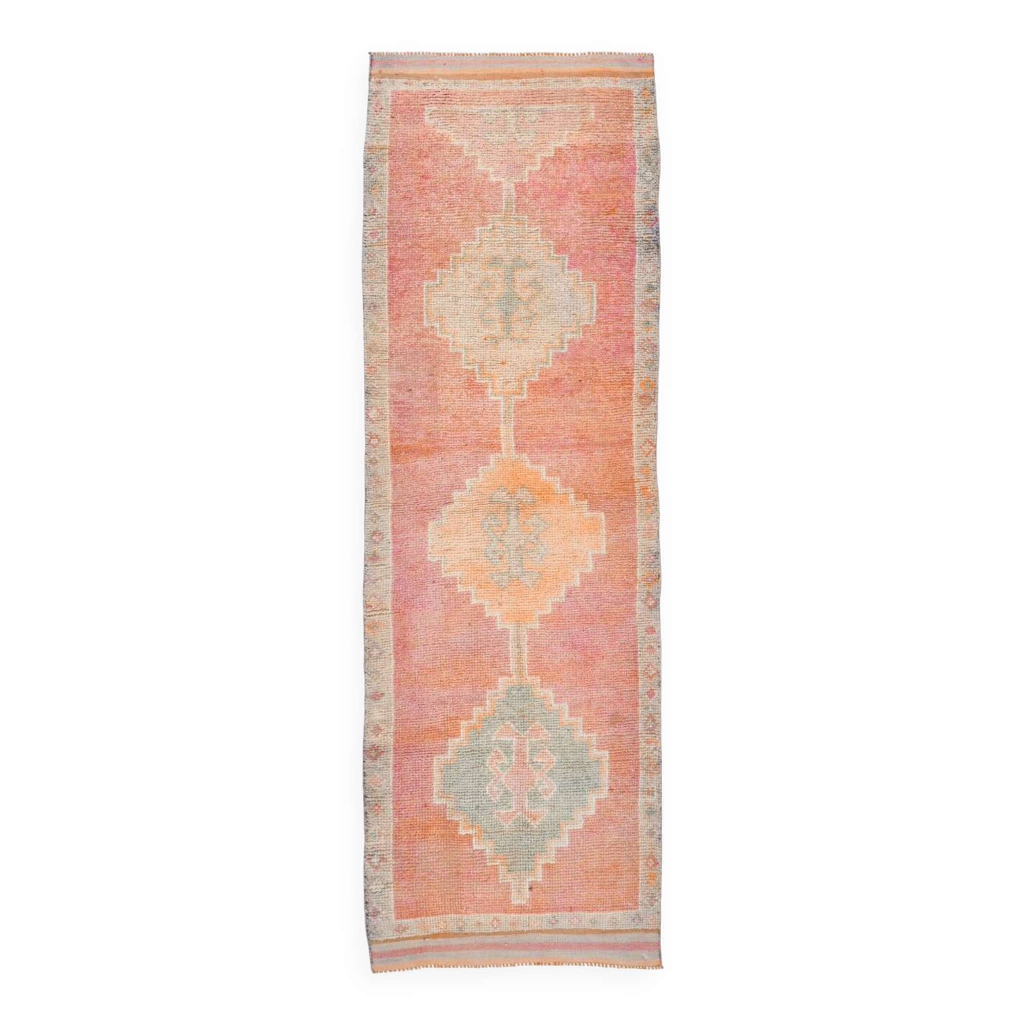 3x10 Peach Red Orange Turkish Runner Rug, 101x311Cm SK 22019