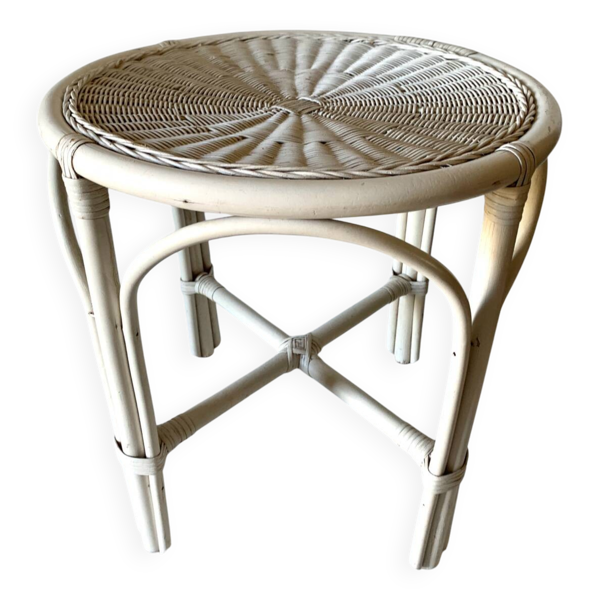 Table d’appoint rotin et osier vintage
