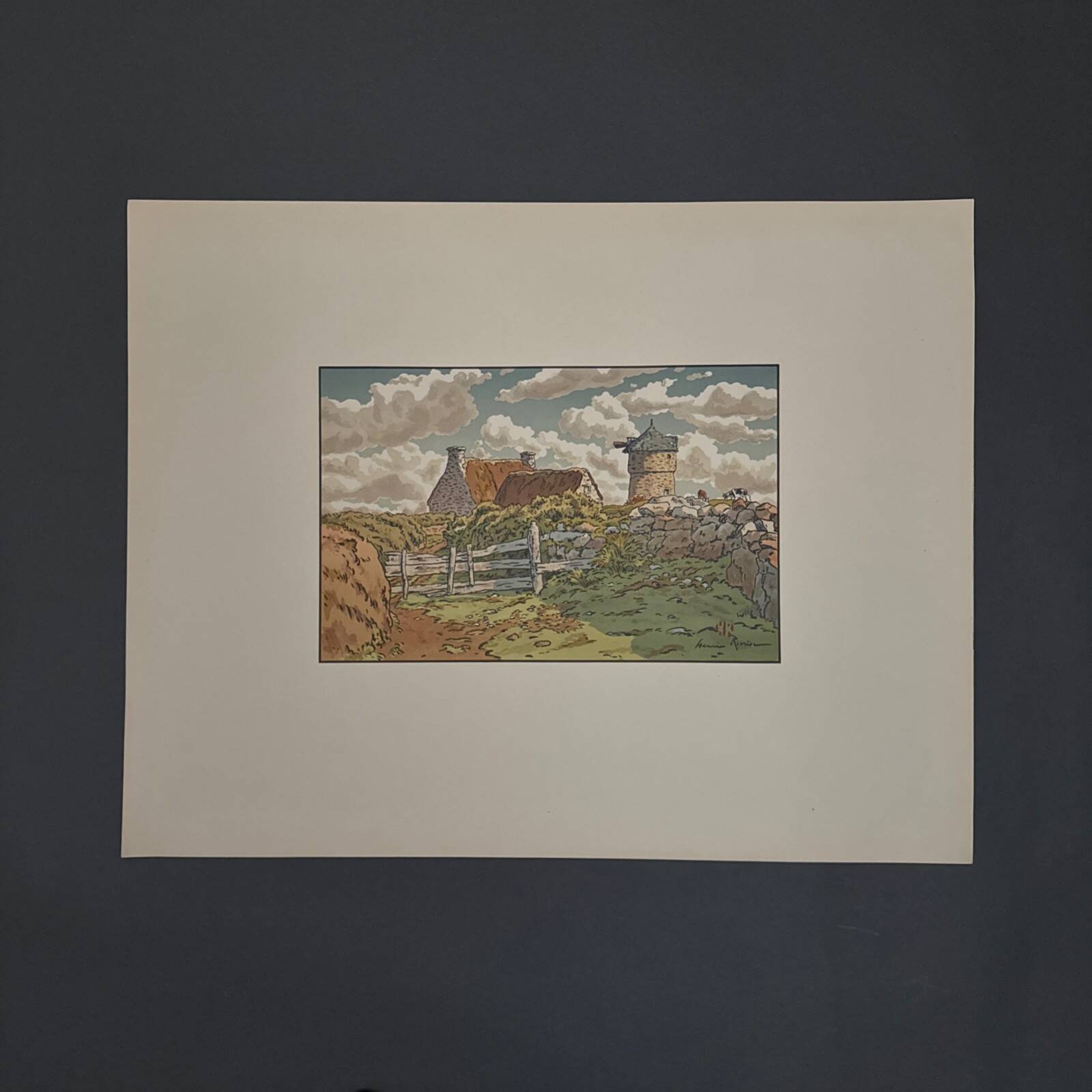 Lithograph by Henri Rivière Old Mill at Loguivy