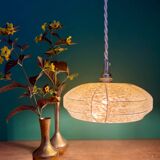Vintage art deco pendant light with a yellow and white Clichy glass lampshade