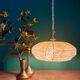 Vintage art deco pendant light with a yellow and white Clichy glass lampshade