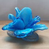Murano blue blue blown glass flower candlestick