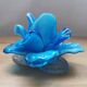 Bougeoir fleur verre soufflé bleu Murano