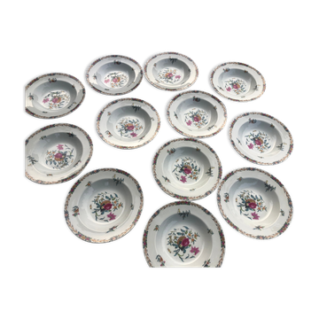 Set of 12 hollow plates haviland pondichery