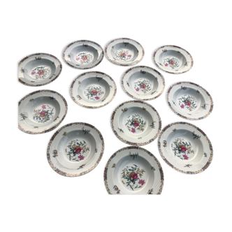 Lot de 12 assiettes creuses haviland pondichery