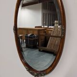 Art Deco Flamed Mahogany Oval Mirror Circa 1910