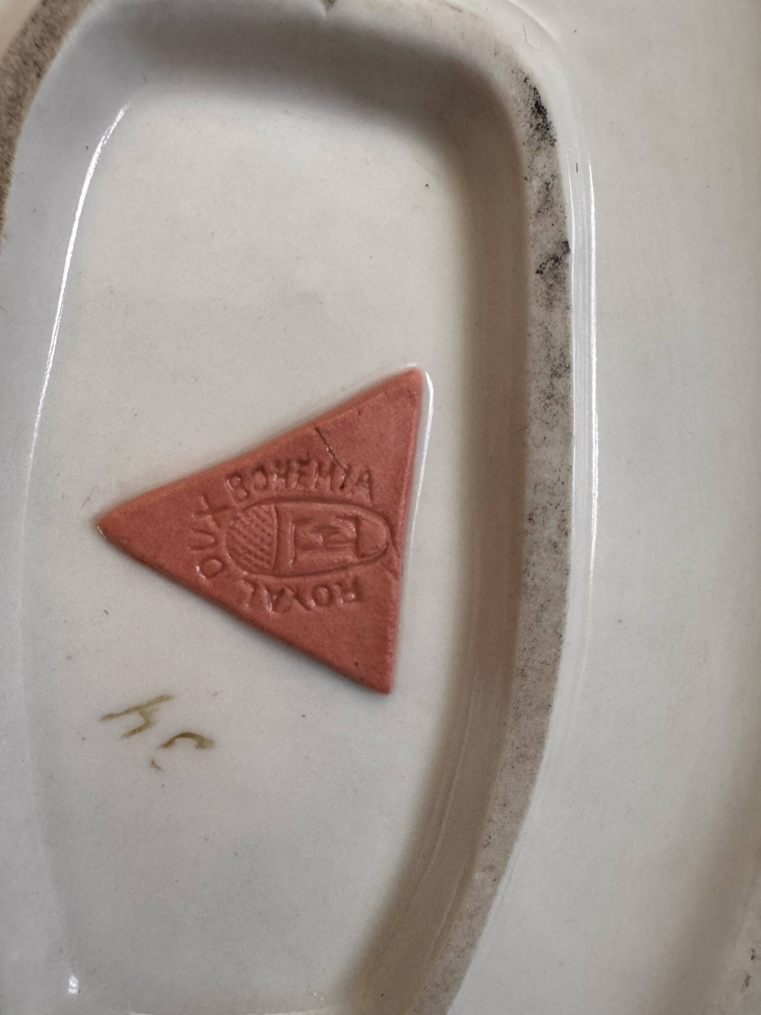 Art Nouveau vase Royal Dux Bohemia, sculpted deer, 1900s