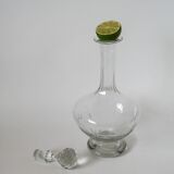 large wine carafe in engraved glass and faceted stopper 1930
