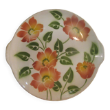 Vintage orange and green ceramic pie dish orchies moulin au loups