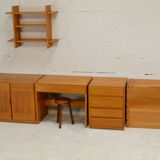 Maison Regain: modular office set. Pine. France, circa 1975