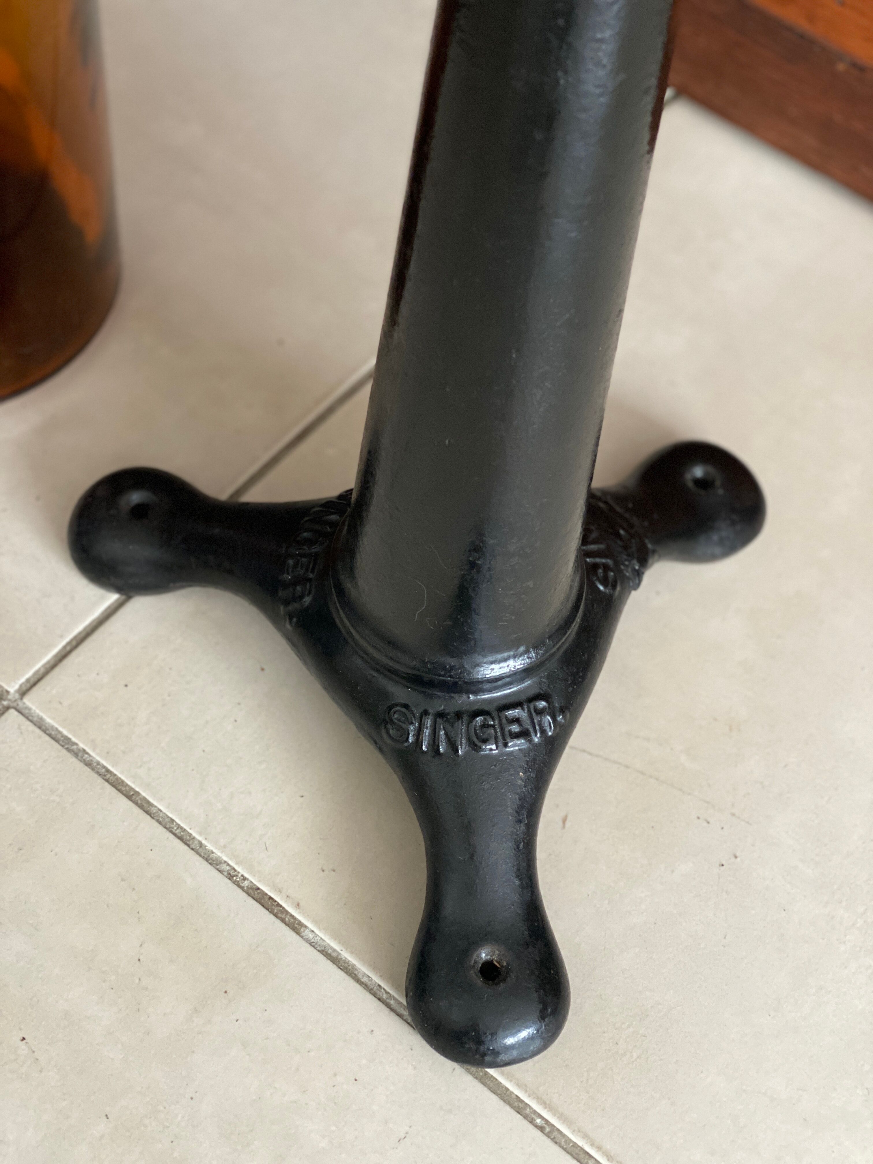 Old industrial stool Singer