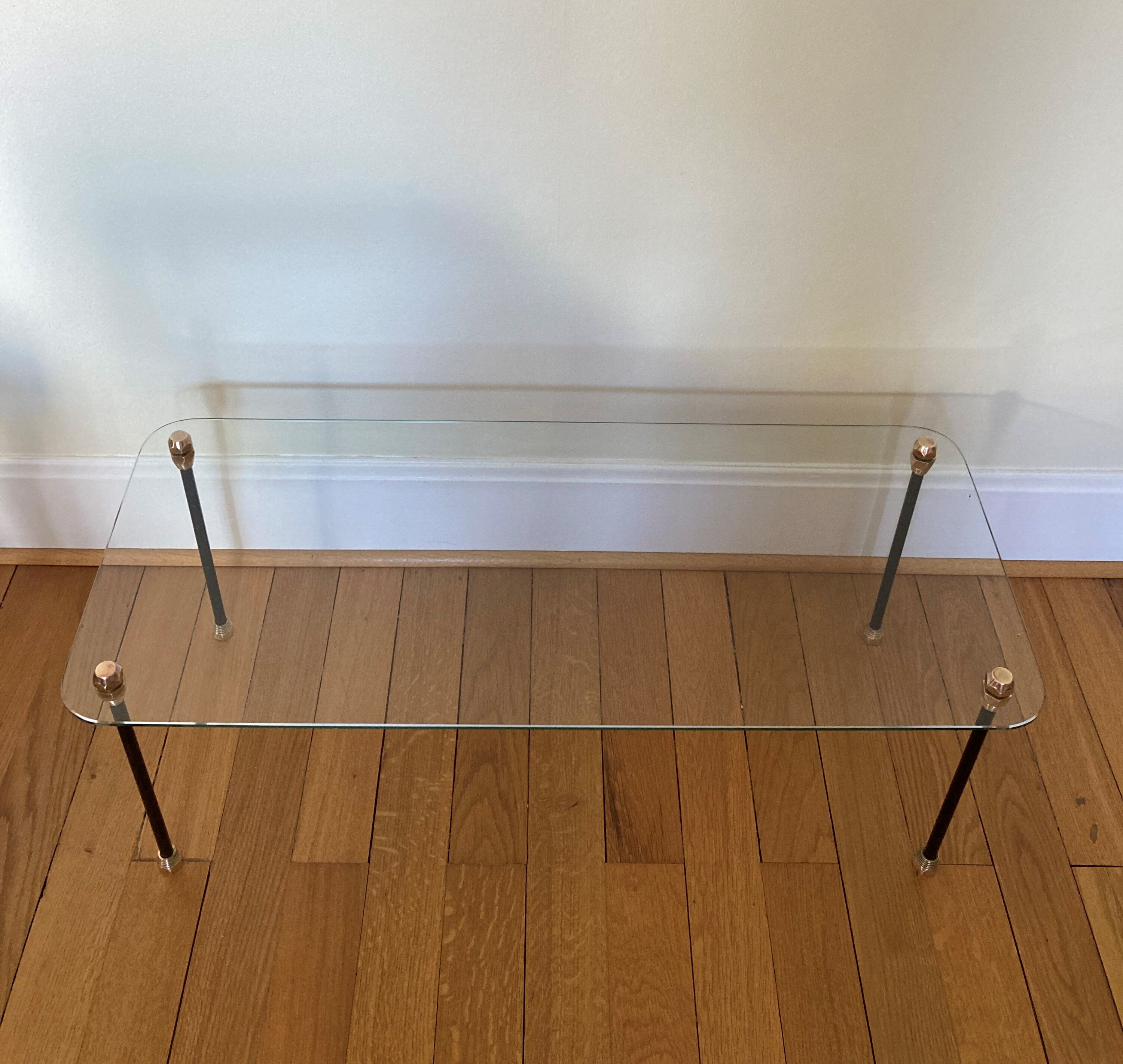 Coffee table glass and metal 50s