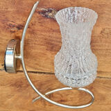 Pair of vintage brass and chiseled glass sconces - 50s