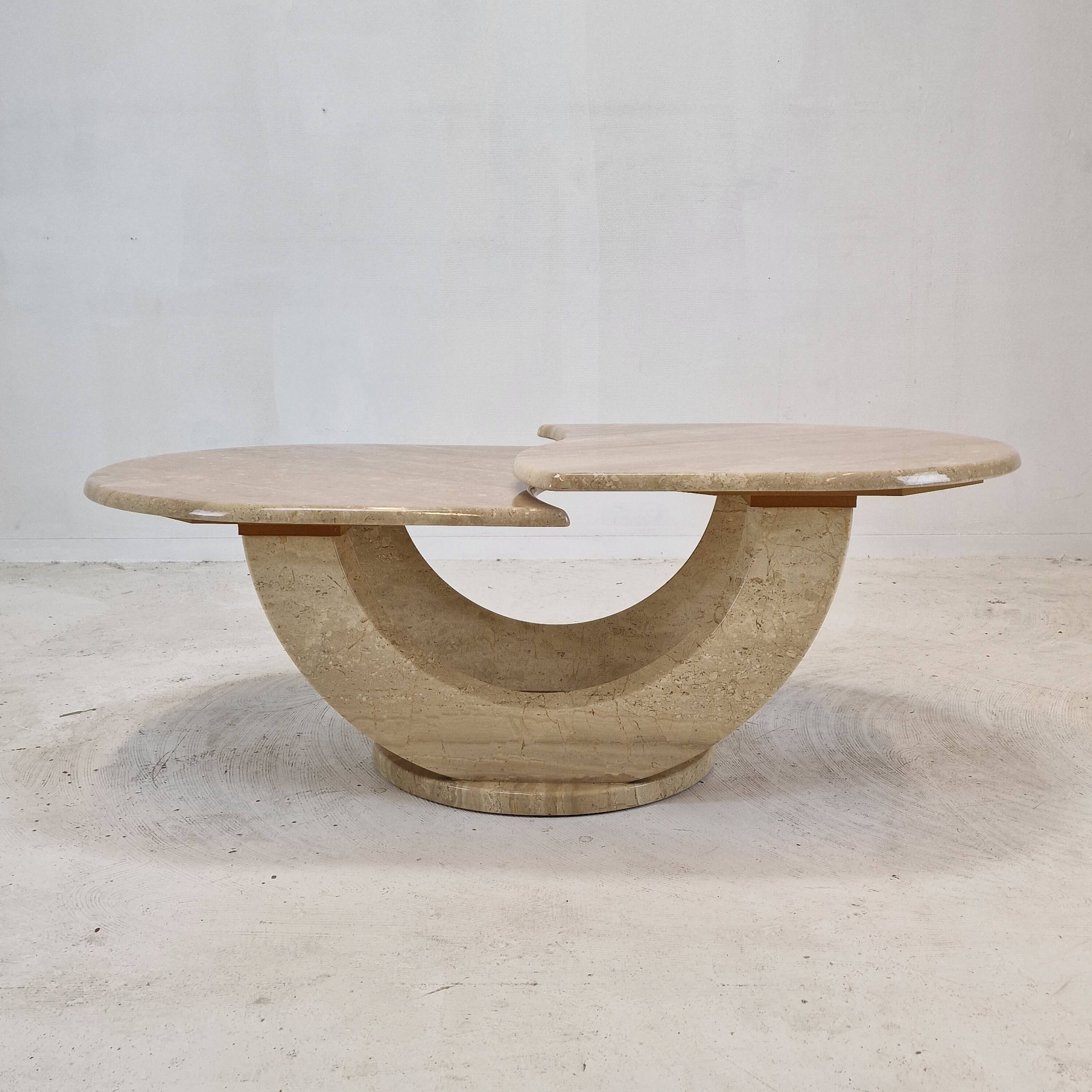 Italian travertine coffee table, 1980s