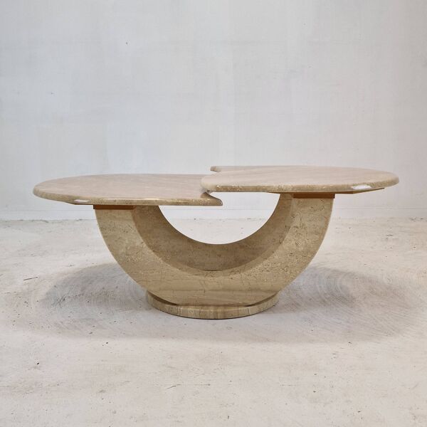 Table basse en travertin, italie, 1980s