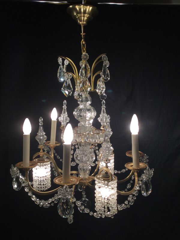 Lustre en bronze et cristal