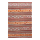 Tapis Kilim fait main à rayures rouges et oranges (6 x 9 pouces), 174 x 267 cm