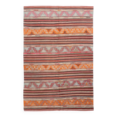Tapis Kilim fait main à rayures rouges et oranges (6 x 9 pouces), 174 x 267 cm