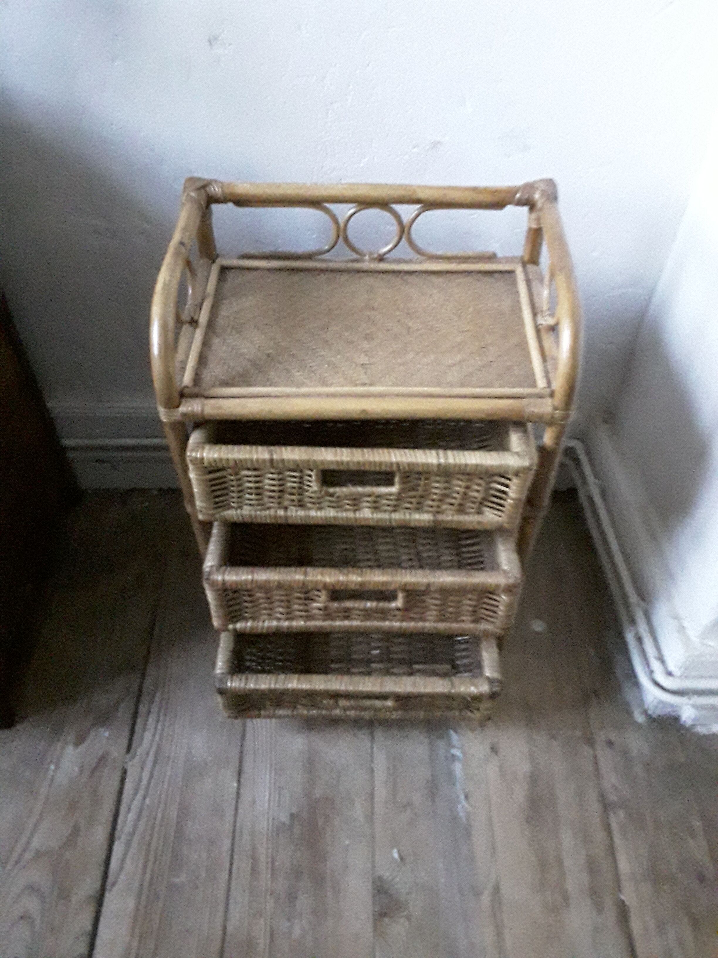 Vintage rattan chest of drawers