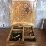 Old Board Game of Checkers Chess Solitaire Domino in Raw Olivier Wood