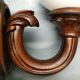 Paire d'appliques murales art-déco ~ verre opalin teinté ~ bois sculpté ~ France ~ 40's