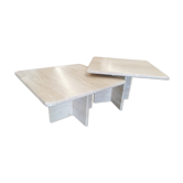 Tables gigognes en travertin, années 80