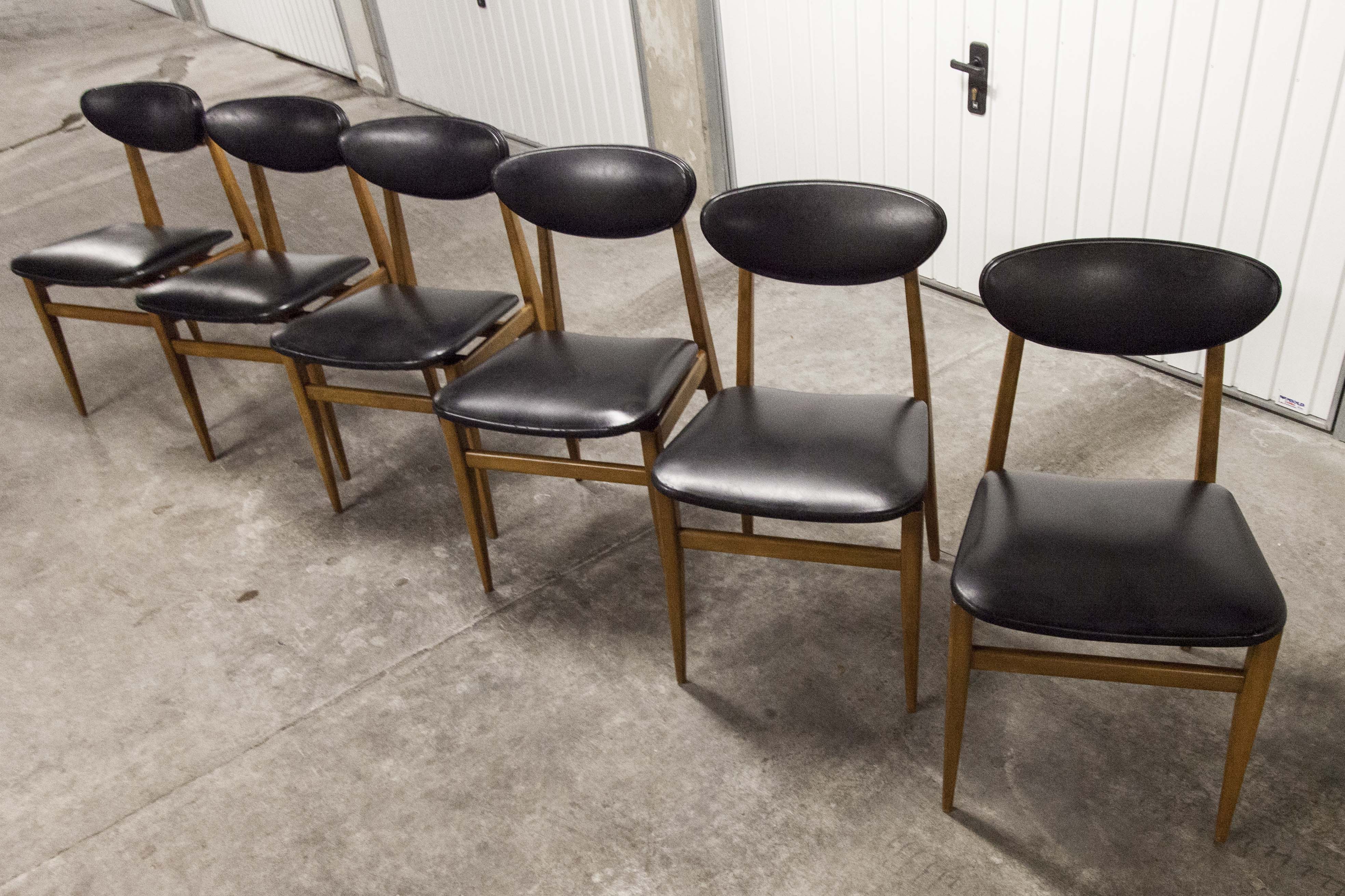 6 Teak chairs with oval back