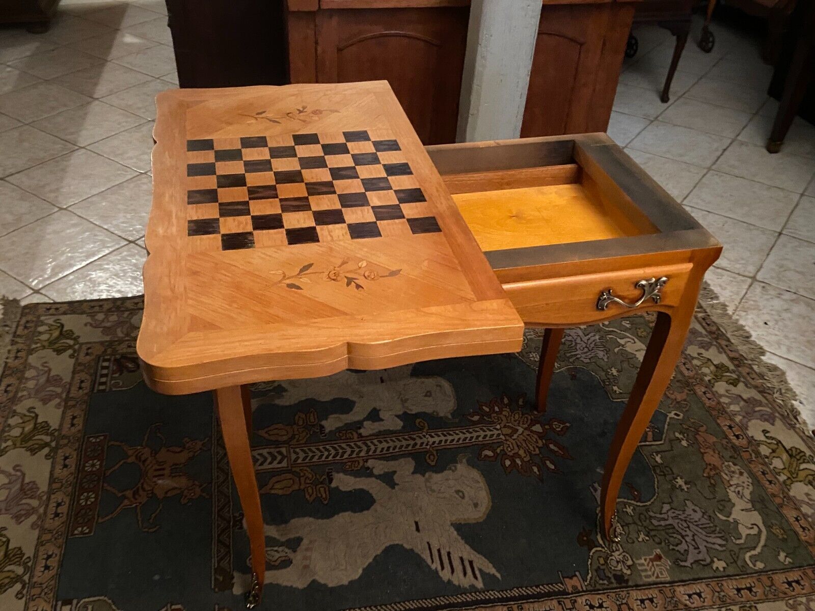 Game table console sofa back to a drawer tray wallet Louis XV