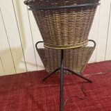 Floor lamp, e-reader door reviews with rattan basket circa 1950