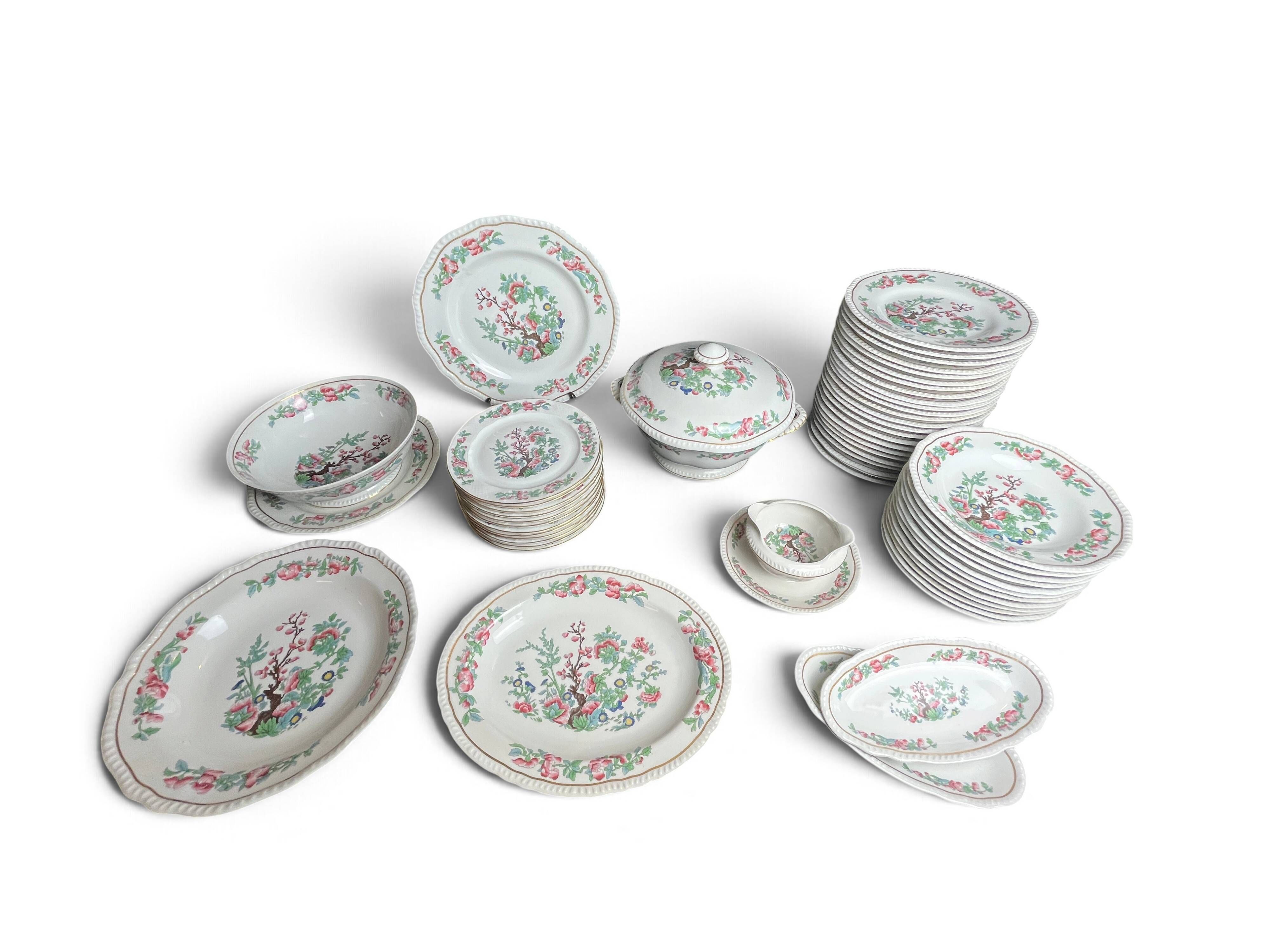 Tableware, Limoges porcelain service Bernardaud Trees of India 20th century