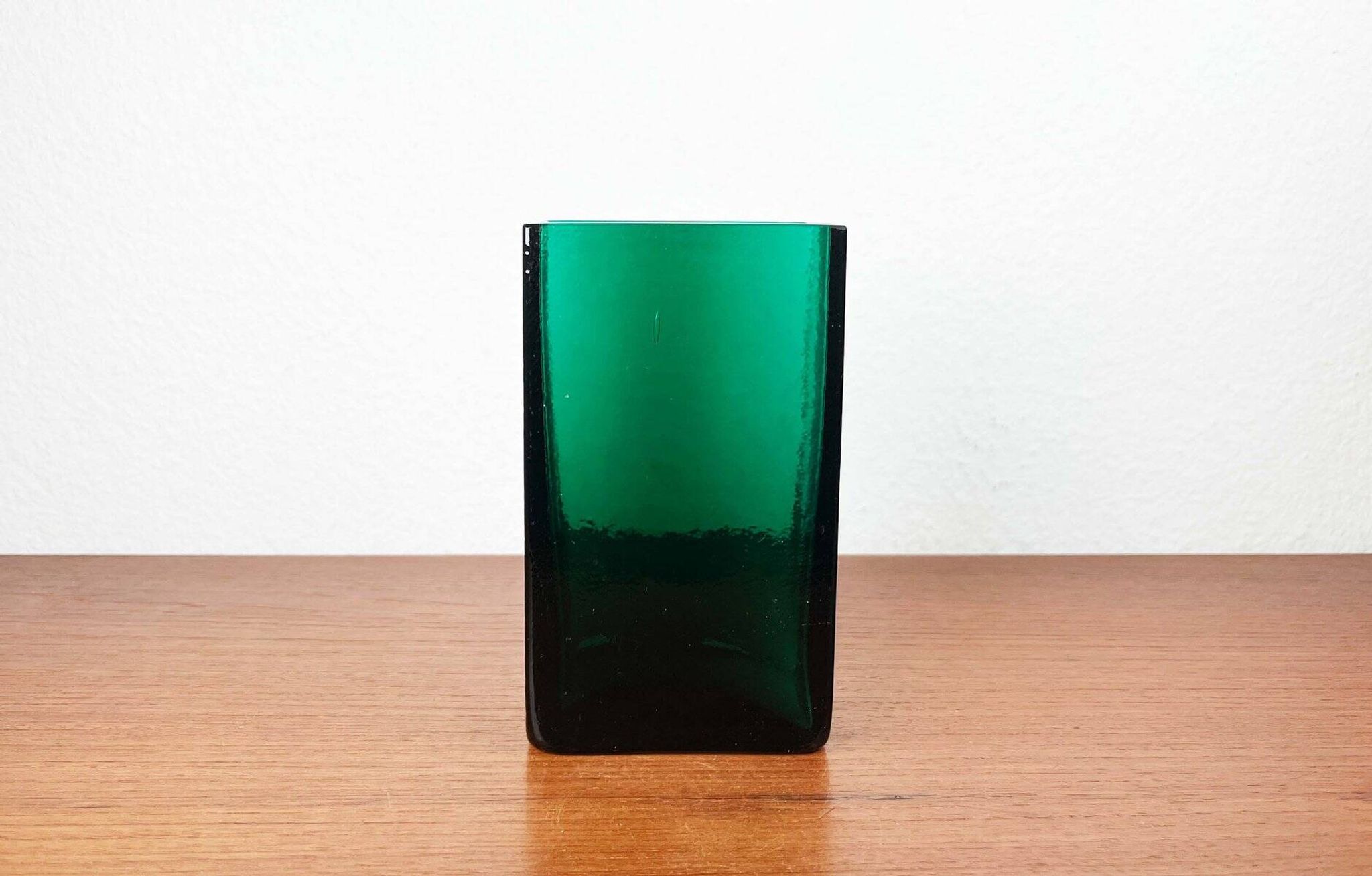 Minimalist mid-century glass block vase by Finncristall, Finland, 1960s.