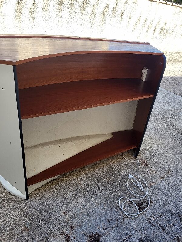 Bar or shop counter and 2 deck lina stools polyester boat hull