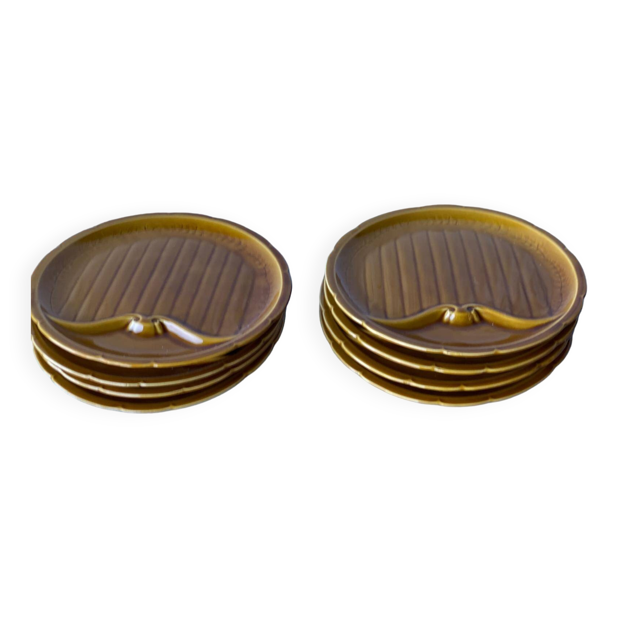 Set of 8 flat asparagus plates in Gien porcelain