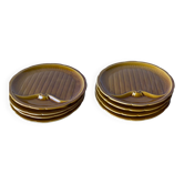 Série de 8 assiettes à asperges plates en porcelaine de Gien