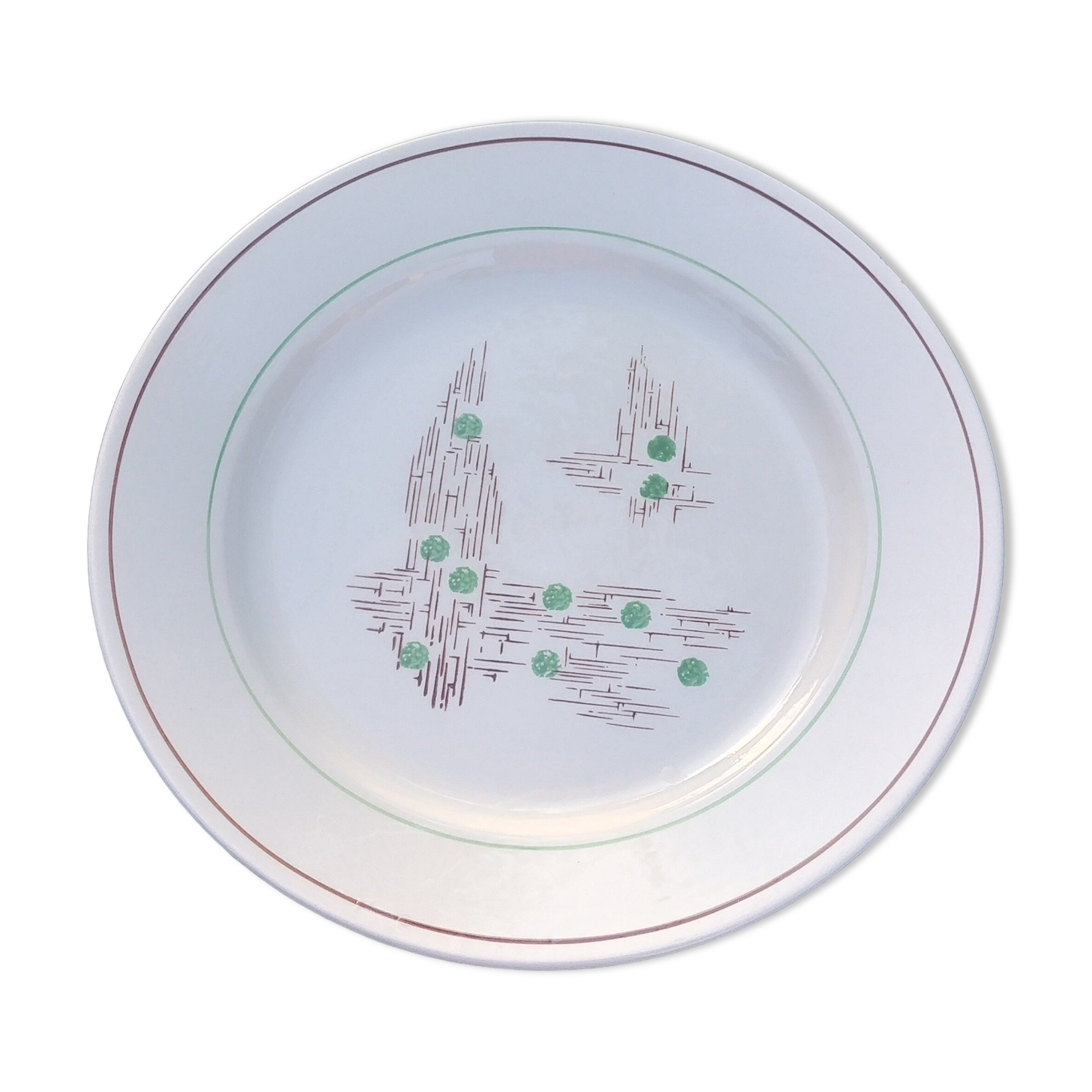Round serving dish of the faiencerie of Gien model Old Pigalle.
