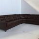 Scandinavian brown leather corner sofa 1970s
