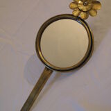 Mirror brutalist copper sculpture golden flower 1960 1970