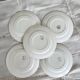 5 vintage earthenware dessert plates stamped Salins - Marli beige and white gingham