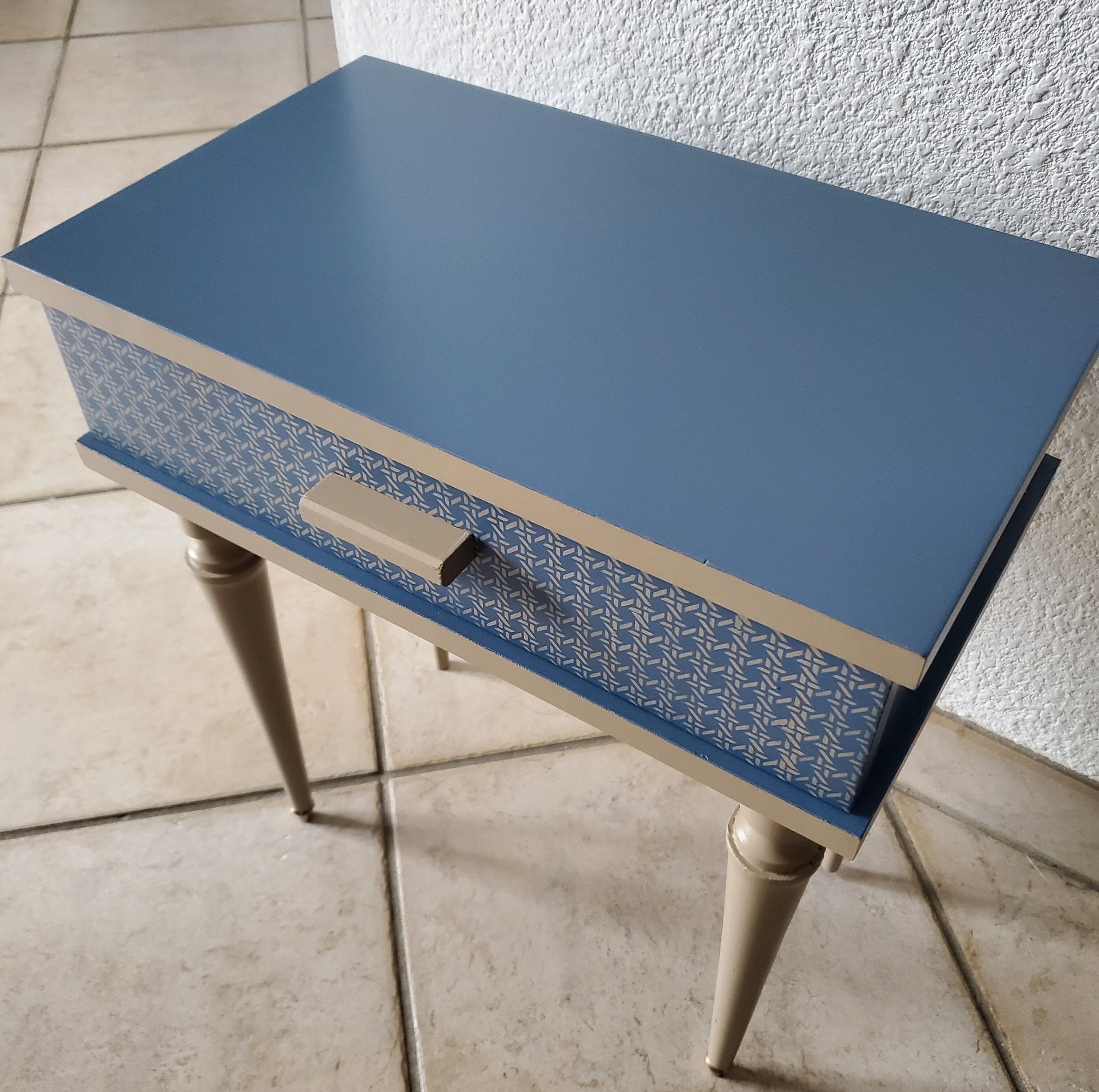 Vintage bedside blue restyled