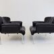 Set of 2 Girsberger Eurochair leather armchairs