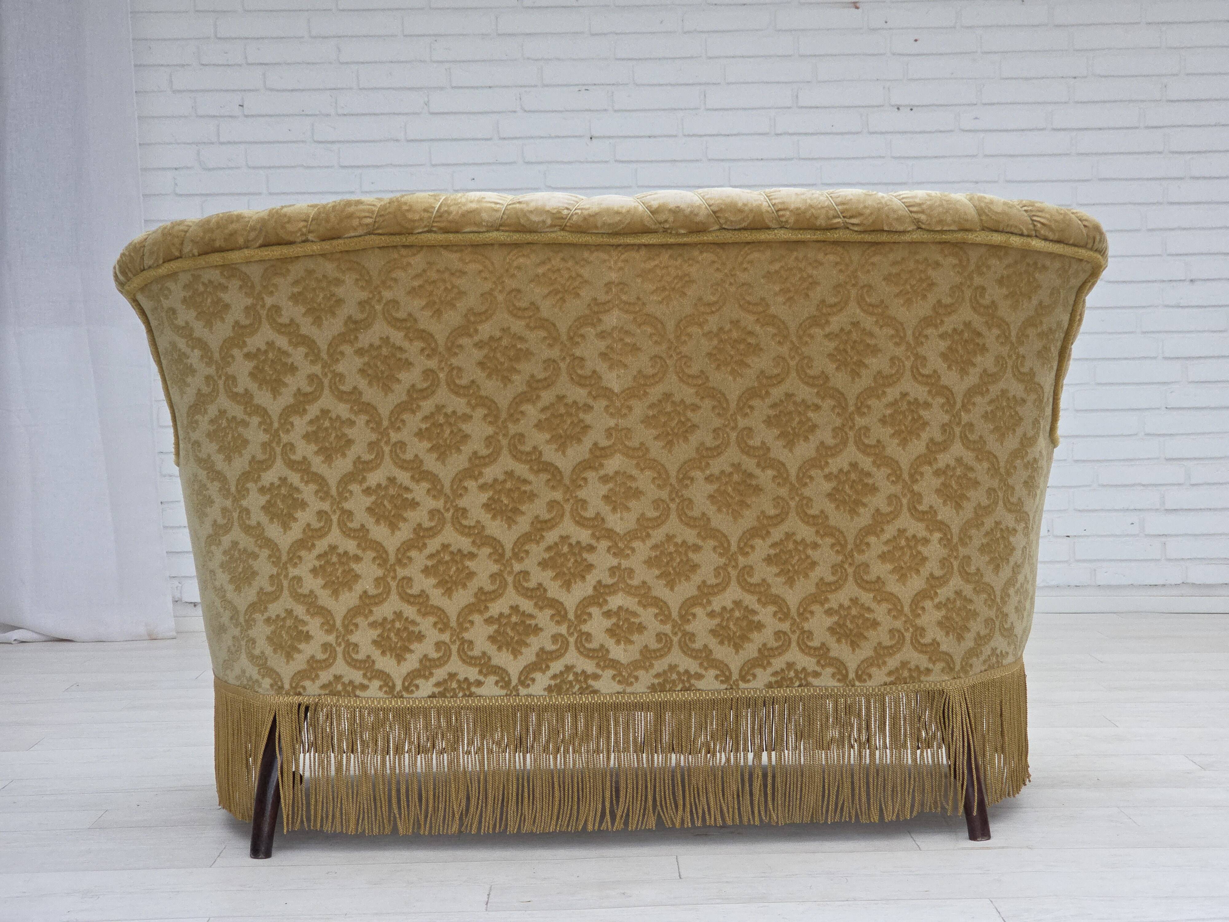 1950s, Danish 2-seater sofa, green/honing furniture velour.