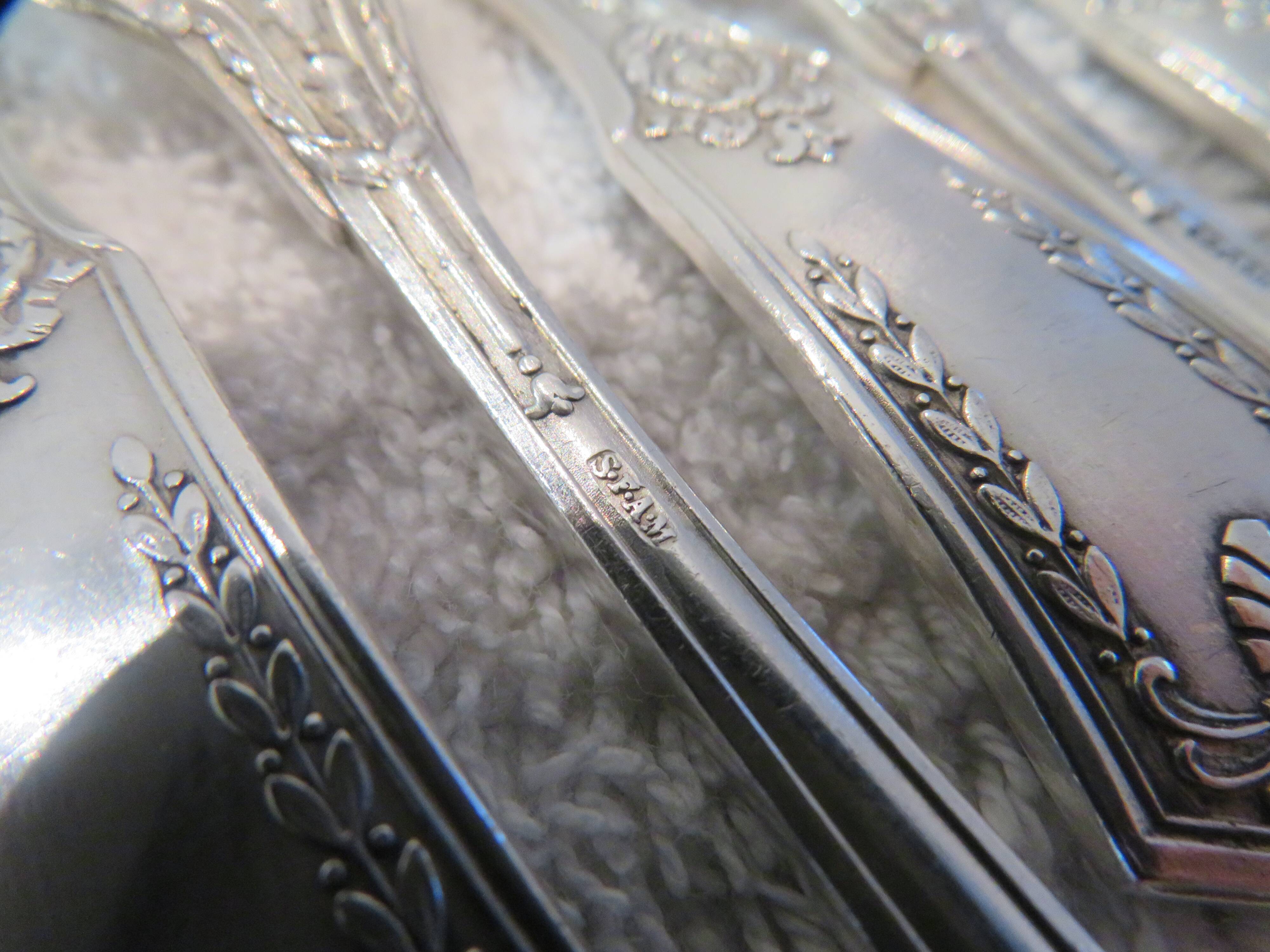 12 silver plated cake forks, goldsmith sfam, empire style