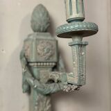 Pair of Louis XVI Style Wall Lights in Carved and Painted Wood, Circa 1900