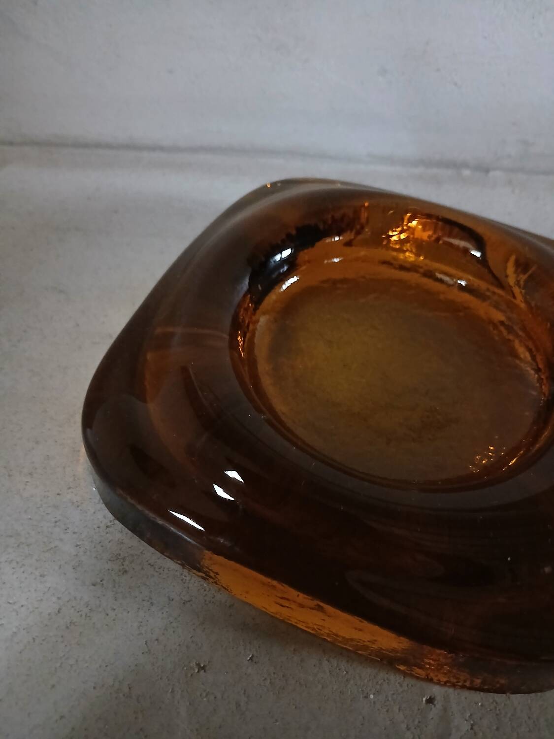 Vintage amber glass ashtray